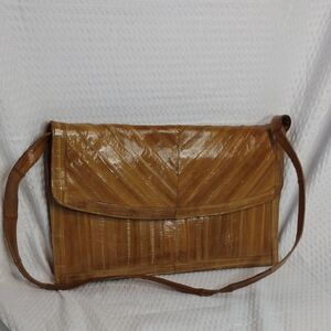 Vintage 70s Genuine Eel Skin Clutch Convertible Shoulder Bag/Clutch